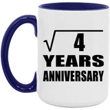 2nd Anniversary Square Root of 4 Years Anniversary - 15oz Accent Mug Purple