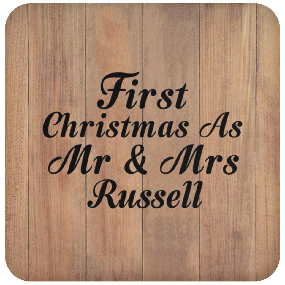 First Christmas As Mr & Mrs Russell - Drink Coaster C