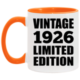 98th Birthday Vintage 1926 Limited Edition - 11oz Accent Mug Orange