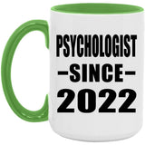 Psychologist Since 2022 - 15oz Accent Mug Green
