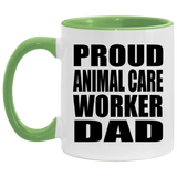 Proud Animal Care Worker Dad - 11oz Accent Mug Green