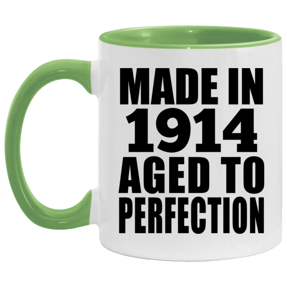 110th Birthday Made In 1914 Aged To Perfection - 11oz Accent Mug Green