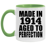 110th Birthday Made In 1914 Aged To Perfection - 11oz Accent Mug Green