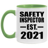 Safety Inspector Established EST. 2021 - 11oz Accent Mug Green