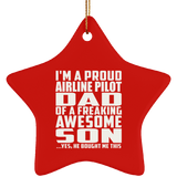 Proud Airline Pilot Dad Of Awesome Son - Star Ornament
