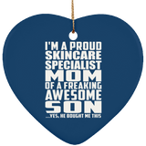 Proud Skincare Specialist Mom Of Awesome Son - Heart Ornament