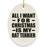 All I Want For Christmas Is My Rat Terrier - Oval Ornament