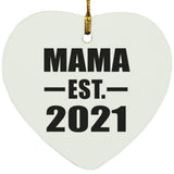 Mama Established EST. 2021 - Heart Ornament