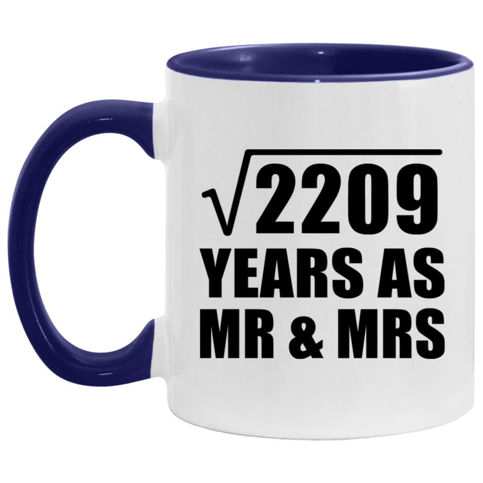 47th Anniversary Square Root of 2209 Years As Mr & Mrs - 11oz Accent Mug Purple