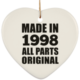 26th Birthday Made in 1998 All Parts Original - Heart Ornament