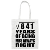 29th Anniversary Square Root of 841 Years Mrs Always Right - Tote Bag White