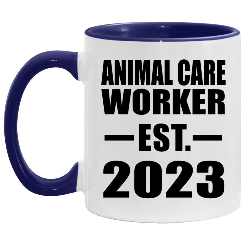 Animal Care Worker Established Est. 2023 - 11oz Accent Mug Purple