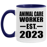 Animal Care Worker Established Est. 2023 - 11oz Accent Mug Purple