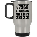 87th Anniversary Square Root of 7569 Years As Mr & Mrs 2022 - Silver Travel Mug