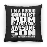 Proud Chemist Mom Of Awesome Son - Throw Pillow Black