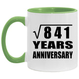 29th Anniversary Square Root of 841 Years Anniversary - 11oz Accent Mug Green