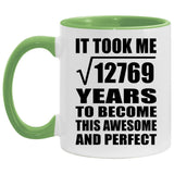 113th Birthday Took Square Root of 12769 Years To Awesome - 11oz Accent Mug Green