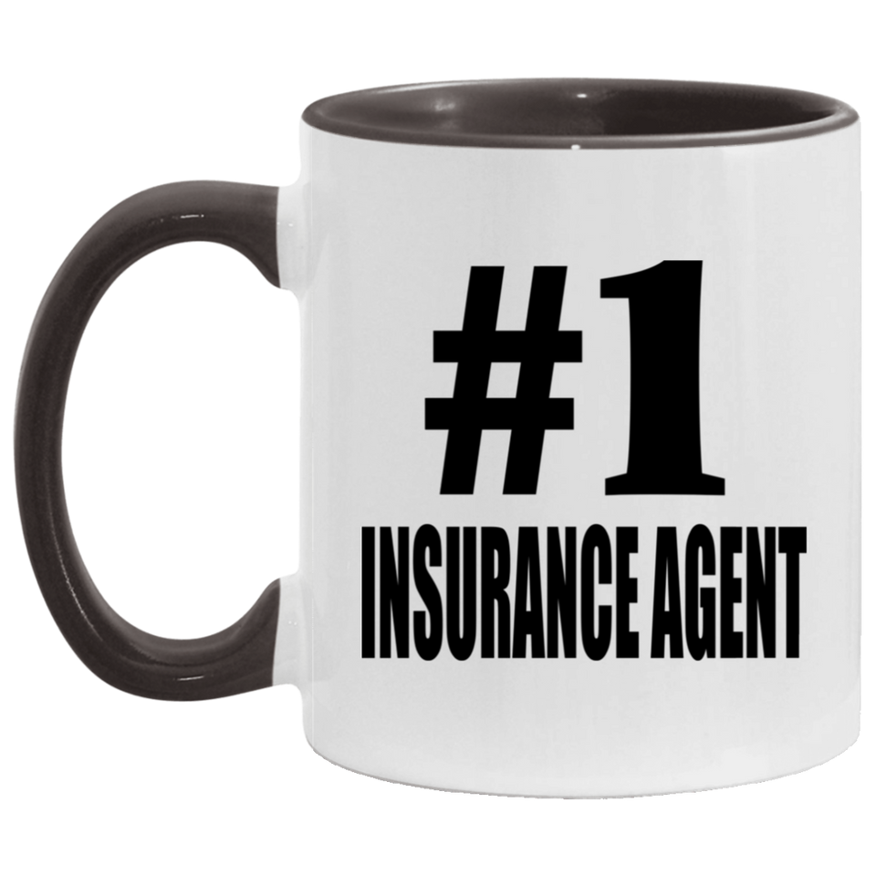 Number One #1 Insurance Agent - 11oz Accent Mug Black