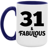 31st Birthday 31 & Fabulous - 15oz Accent Mug Purple