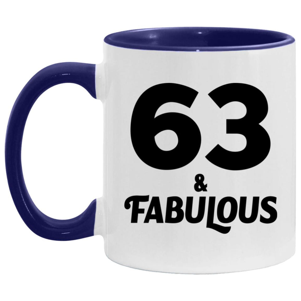 63rd Birthday 63 & Fabulous - 11oz Accent Mug Purple