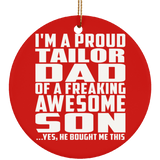 Proud Tailor Dad Of Awesome Son - Circle Ornament