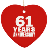 61st Anniversary 61 Years - Heart Ornament