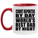 Court Reporter By Day World's Best Dad By Night - 11oz Accent Mug Red