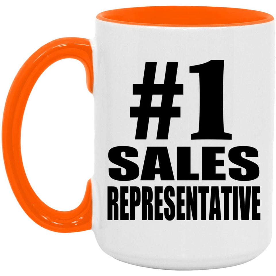 Number One #1 Sales Representative - 15oz Accent Mug Orange
