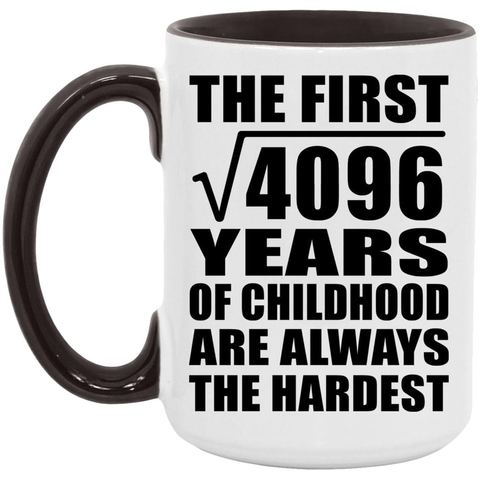 64th Birthday Square Root of 4096 Years of Childhood - 15oz Accent Mug Black