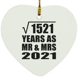 39th Anniversary Square Root of 1521 Years As Mr & Mrs 2021 - Heart Ornament