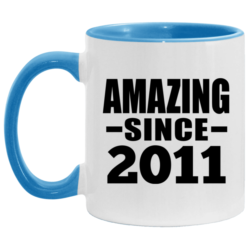 13th Birthday Amazing Since 2011 - 11oz Accent Mug Blue