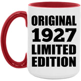 97th Birthday Original 1927 Limited Edition - 15oz Accent Mug Red