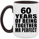 60th Anniversary 60 Years Of Being Mr Perfect - 15oz Accent Mug Black