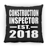 Construction Inspector Established EST. 2018 - Throw Pillow Black