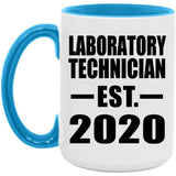 Laboratory Technician Established EST. 2020 - 15oz Accent Mug Blue