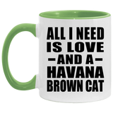 All I Need Is Love And A Havana Brown Cat - 11oz Accent Mug Green