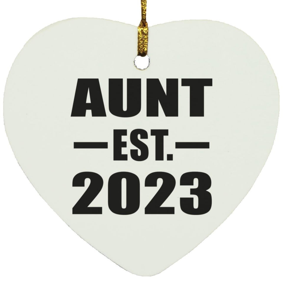 Aunt Established EST. 2023 - Heart Ornament