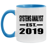 Systems Analyst Established EST. 2019 - 11oz Accent Mug Blue