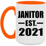 Janitor Established EST. 2021 - 15oz Accent Mug Orange