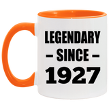 97th Birthday Legendary Since 1927 - 11oz Accent Mug Orange