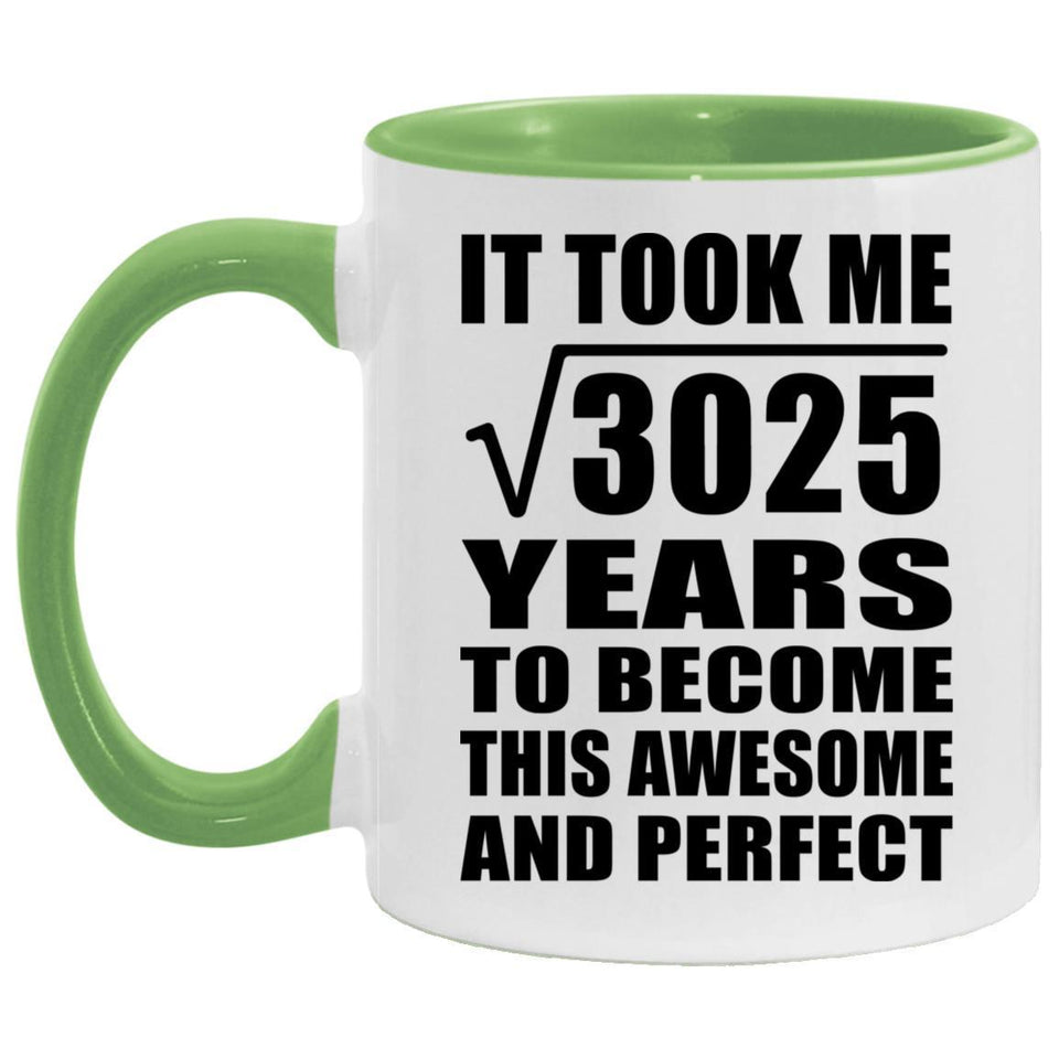 55th Birthday Took Square Root of 3025 Years To Awesome - 11oz Accent Mug Green