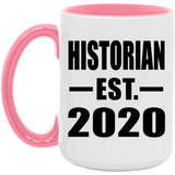 Historian Established EST. 2020 - 15oz Accent Mug Pink