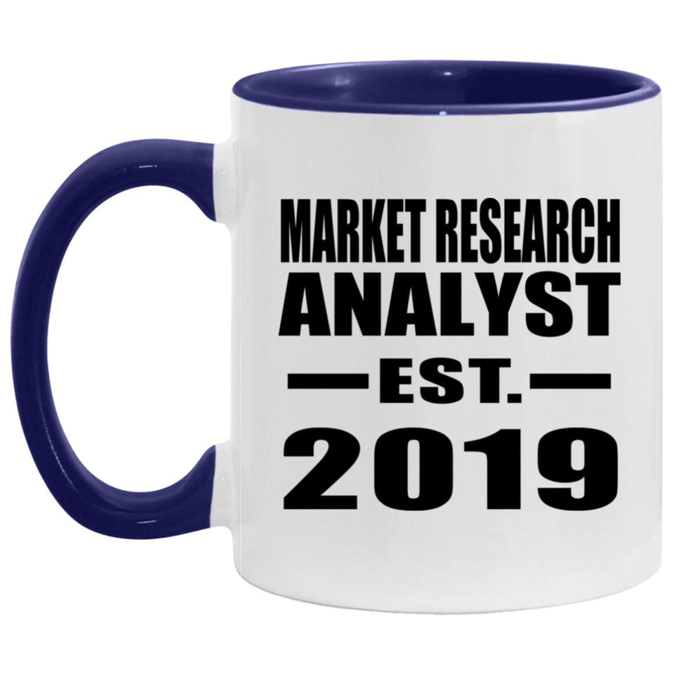 Market Research Analyst Established EST. 2019 - 11oz Accent Mug Purple