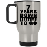 7th Anniversary 7 Years Down Lifetime To Go - Silver Travel Mug