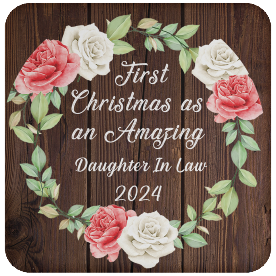 First Christmas As an Amazing Daughter In Law 2024 - Drink Coaster A