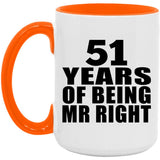 51st Anniversary 51 Years Of Being Mr Right - 15oz Accent Mug Orange