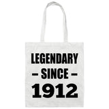 112th Birthday Legendary Since 1912 - Tote Bag White