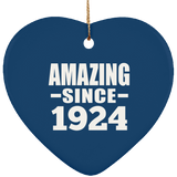 100th Birthday Amazing Since 1924 - Heart Ornament