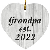 Grandpa Established Est. 2022 - Heart Ornament F