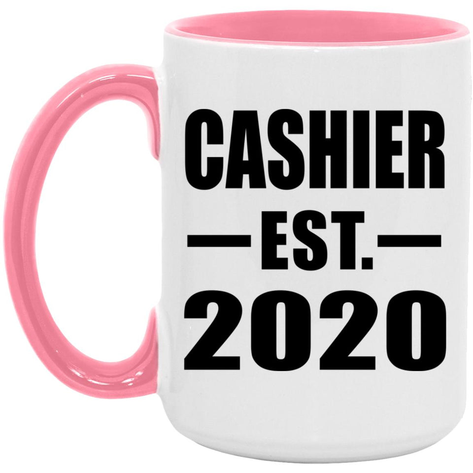 Cashier Established EST. 2020 - 15oz Accent Mug Pink